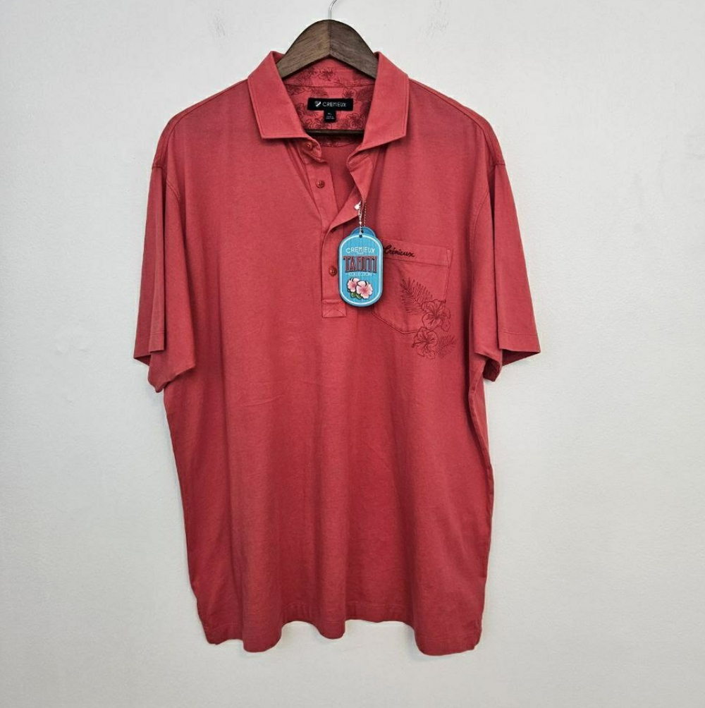 Cremieux Tahiti Line Men's Polo in Coral Red XL Floral